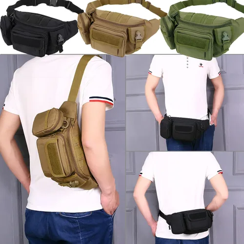 Miniatura 5 de Riñoneras tácticas, bolsa militar para la cintura, bolsas de cinturón de cadera para senderismo, escalada, pesca, ciclismo, caza con parche