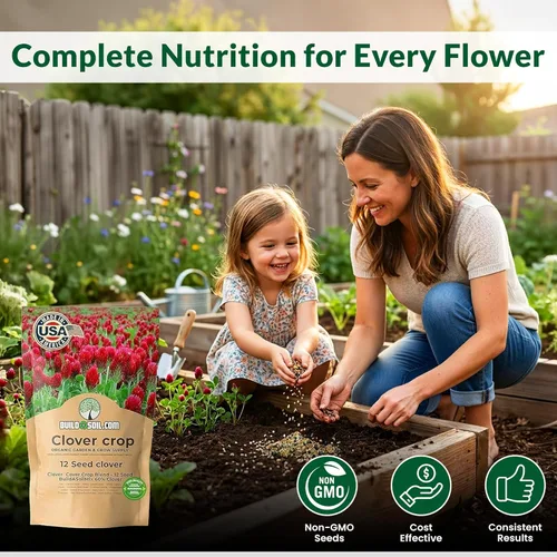 Miniatura 6 de BuildASoil Mezcla de semillas de cobertura sin colada de trébol 12 especies Semillas premium de trébol para césped - Cultivo de cobertura amigable
