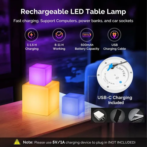Miniatura 7 de Loftek - Luces de cubo LED de 10.2 cm, cubo teseracto RGB de 16 colores, lámpara de ambiente LED cósmica con control remoto, lámpara de noche