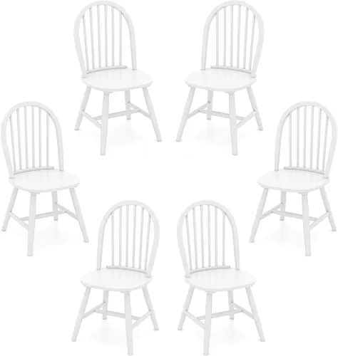 Miniatura 13 de Juego de 2 sillas de comedor de roble de 18 pulgadas, sillas Windsor de madera con respaldo de husillo para isla de cocina de campo
