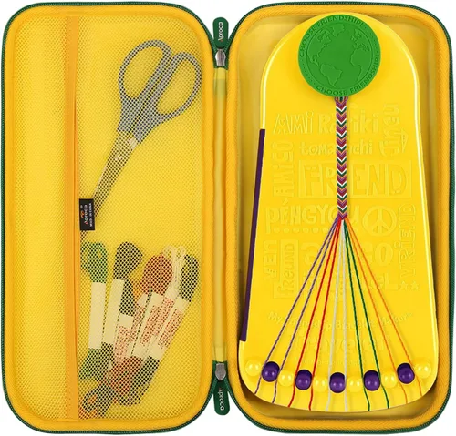 Aproca Funda compatible con el kit de fabricación de pulseras de la amistad, bolsa portátil de almacenamiento para accesorios, color amarillo (solo