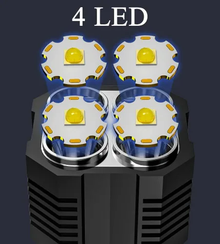 Miniatura 2 de Wrrozz - Linterna LED recargable USB, luz táctica de alto lúmenes con luz lateral, 4X LED, linternas superbrillantes ampliables, portátiles