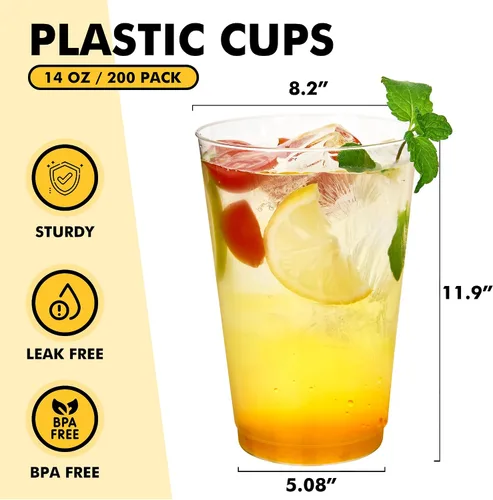 Miniatura 2 de RACETOP Vasos de plástico desechables transparentes de 9 onzas, paquete de 50 vasos de plástico transparente, vasos de fiesta resistentes, vasos
