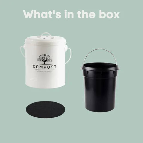 Miniatura 6 de Perfnique Contenedor de compost de cocina, contenedor de compostaje para encimera de 1.3 galones con tapa, cubo de compost interior incluye forro