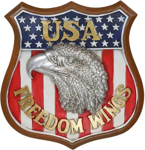 Ebros Gift USA Freedom Wings - Escultura decorativa de pared con forma de águila calva en la ruta vintage, 66