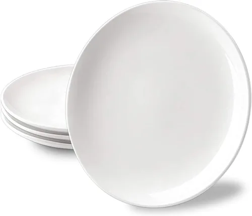 Miniatura 8 de DELLING Juego de Platos de Aperitivo de 7 Pulgadas, Platos de Postre/Ensalada de Cerámica Blanca - Platos Pequeños Redondos para Servir de Snacks