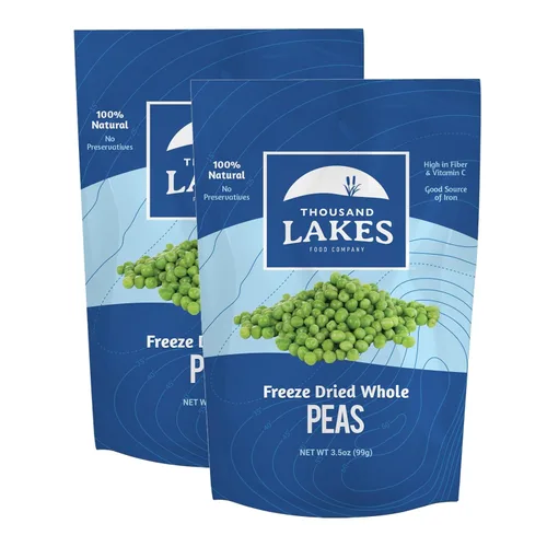 Frutas y verduras liofilizadas de Thousand Lakes – Guisantes enteros paquete de 2 3.5 onzas (7.0 onzas en total) | 100% guisantes | Sin sal agregada