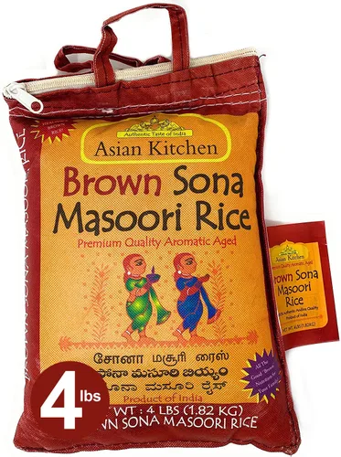 Miniatura 18 de Asian Kitchen Brown Sona Masoori - Arroz envejecido de 40 libras, 40 libras (40.0 lbs) de arroz de grano corto ~ Todo natural Apto para gluten