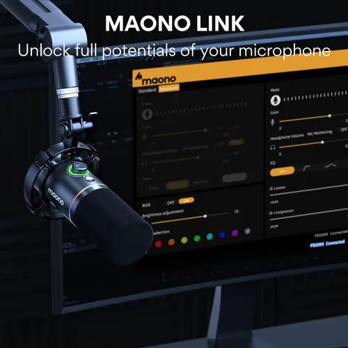 Miniatura 3 de MAONO PD200X Micrófono dinámico con micrófono USB PD100U para podcast, estudio, transmisión, grabación, voz