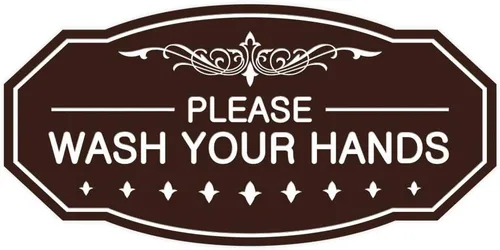 Miniatura 38 de Signs ByLITA Letrero de Victorian Please Wash Your Hands (plata cepillada) - Grande Brushed Silver