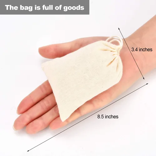 Miniatura 6 de Tatuo Paquete de 200 bolsas de muselina de yute con cordón, bolsas de saquito multiusos de lona y lino para té, joyería, recuerdos de boda, fiesta