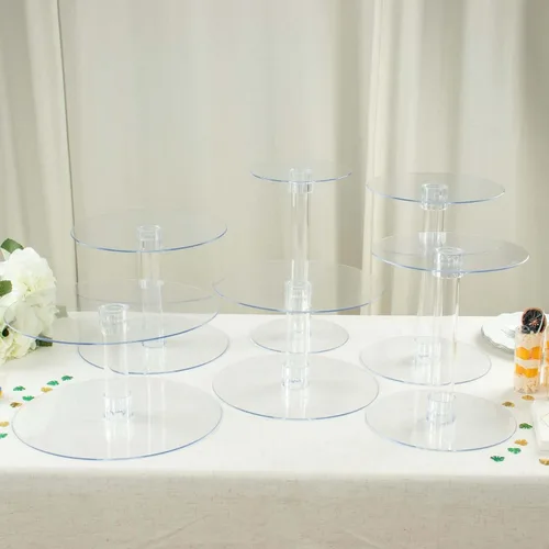 Miniatura 6 de Efavormart - Soporte para decoración de postres de 6 niveles de cristal acrílico resistente para decoración de postres para fiesta de cumpleaños