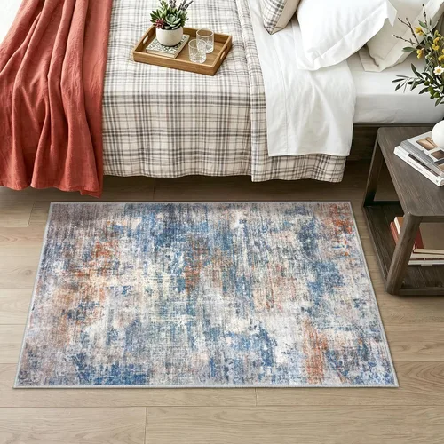 Miniatura 1028 de IOHOUZE Alfombra abstracta lavable de 3 x 12 pies para pasillos, antideslizante para cocina, camino de entrada de lana sintética para interiores