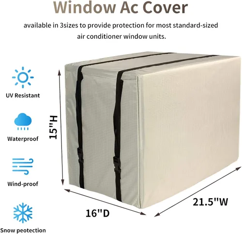 Miniatura 2 de Homydom Cubierta de aire acondicionado para ventana S 21 pulgadas de ancho x 16 pulgadas de profundidad x 15 pulgadas de alto, impermeable, beige