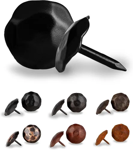 Miniatura 9 de Paquete de 25 clavos decorativos de 1,25 pulgadas de cabeza redonda grande – oxidados – sujetadores rústicos redondos hechos a mano para persiana