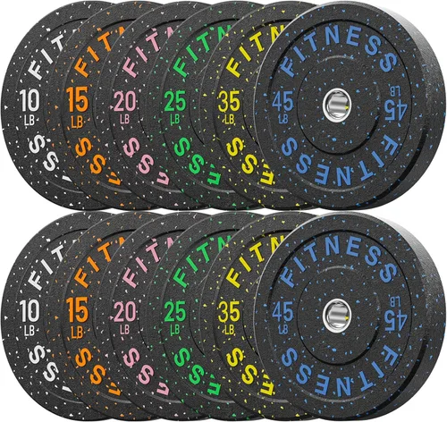 Miniatura 75 de Discos de peso olímpicos de 2 pulgadas y caucho para barras, discos para gimnasio en casa, entrenamiento de fuerza y levantamiento de pesas, 10 a