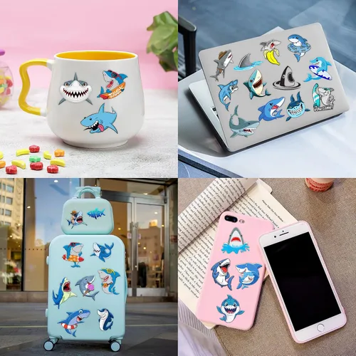 Miniatura 7 de 60 tatuajes temporales de tiburón para niños, calcomanías de tatuaje falsas precortadas para niños y niñas, temática de océano bajo el mar