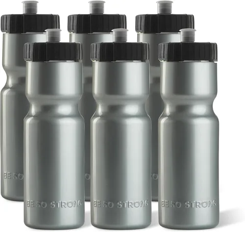 Miniatura 12 de Botellas de agua deportivas 50 Strong – Botellas de plástico reutilizables de 22 oz libres de BPA con tapa de tracción – Fabricadas en EE. UU.
