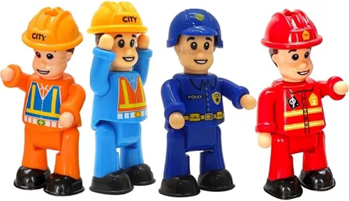 FUNERICA Figuras de juguete y juegos – Bombero, policía, saneamiento, trabajador de la construcción, figuras de juego para niños pequeños y niños –