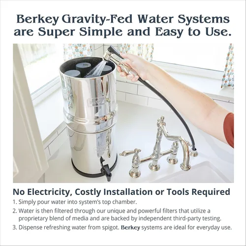 Miniatura 4 de Berkey - Sistema de filtro de agua Travel Berkey alimentado por gravedad, con 2 Black Berkey Elements, guía de 7 pulgadas de acero inoxidable