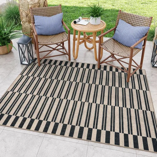 Miniatura 38 de Lahome Alfombra de yute a rayas fácil para patio al aire libre, alfombras lavables de 3 x 5 pies para entrada, porche, casa de campo, alfombra