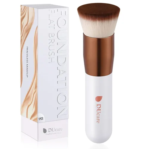 DUcare Pincel para Base, Pincel Kabuki de Parte Superior Plana Sintético Profesional, Herramientas de Maquillaje para Mezcla Líquida en Polvo Oro