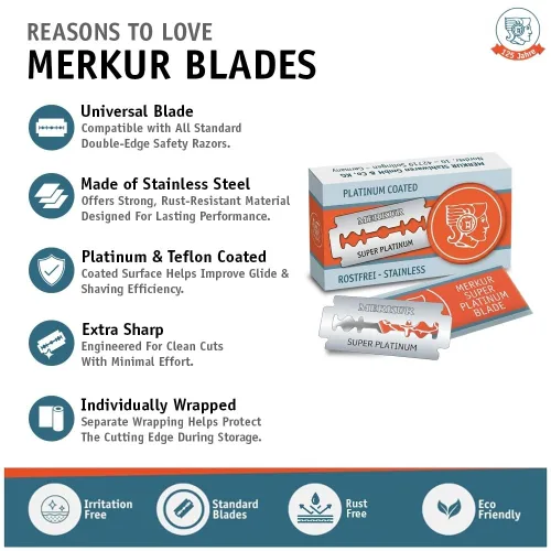 Miniatura 2 de Merkur Cuchillas de afeitar de doble filo, MK-911-3PK, 10 unidades (paquete de 3)