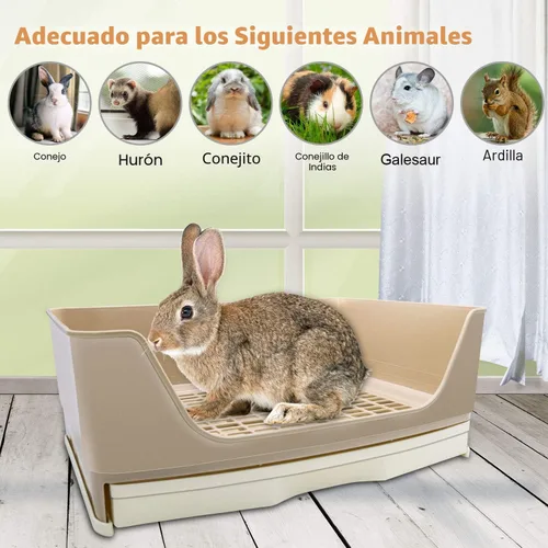 Miniatura 6 de BWOGUE - Caja de arena grande para conejos, orinal de entrenamiento con esquina y cajón, bandeja para mascotas más grande para cobayas adultas