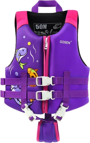 Miniatura 7 de Chaleco de natación para niños y niñas de 24 a 66 libras, chaleco de natación con correa de seguridad ajustable, fácil de poner y quitar, ayuda