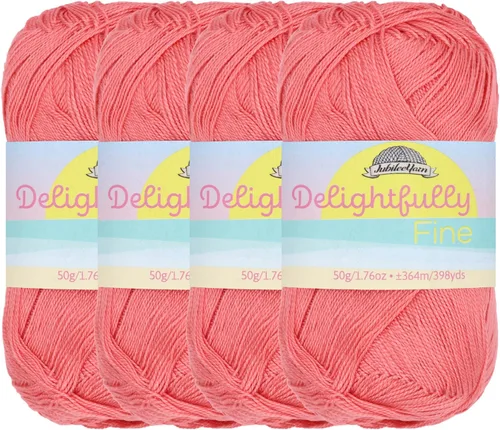 Miniatura 45 de JubileeYarn - Ovillo de hilo deliciosamente fino, 1.76 oz/madeja de rayón de bambú, color rosa polvo, 4 madejas