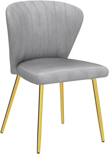 Miniatura 5 de Nrizc Juego de 2 sillas de comedor tapizadas, sillas de comedor de terciopelo con patas de metal dorado, sillas de comedor modernas de mediados