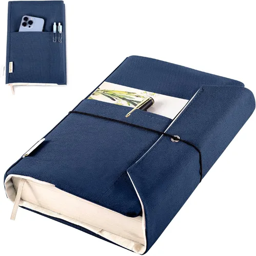 Miniatura 21 de Fundas de libro de lienzo, protector de libro lavable, funda de libro para novelas de tapa blanda, funda de libro ajustable para tapa dura