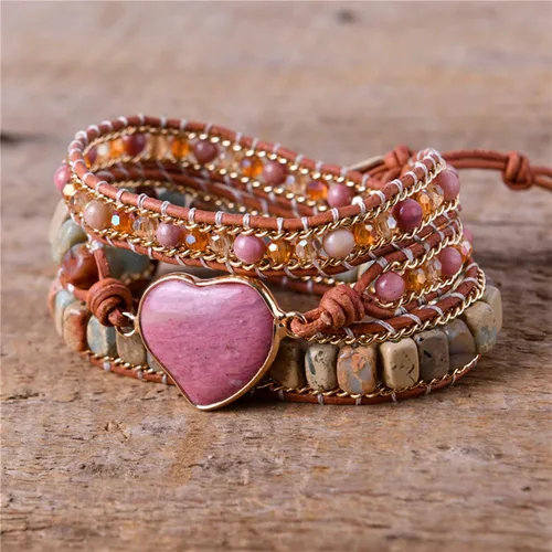 Miniatura 3 de YGLINE - Pulsera de piedra natural para mujer, de cinco partes, hecha a mano, color azul, bohemia
