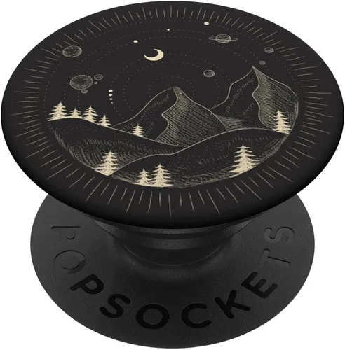 Miniatura 7 de Montañas con elementos celestiales Luna Planetas Estrellas Stellar PopSockets PopGrip para MagSafe