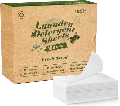 Miniatura 14 de Poesie Hojas de Detergente para Ropa Hojas de Jabón para Ropa para Viajes Camping Hojas para Lavar Ropa Sin Fragancia 1 Mini Caja 40