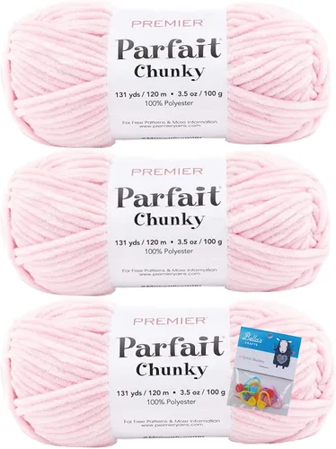 Miniatura 43 de Premier Yarns Parfait - Paquete de 3 unidades de felpilla gruesa de 3.5 onzas, peso supervoluminoso, paquete de 3 unidades con soportes para puntada