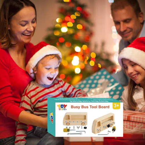 Miniatura 2 de TOY Life Juego de tablero de destornillador Montessori de madera para niños pequeños y niños de 3, 4, 5 años, juguetes sensoriales de autobús