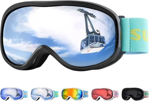 Miniatura 9 de Supertrip Gafas de esquí para niños, gafas de snowboard antivaho para niños y niñas de 5 a 15 años Marco blanco azul (Vlt 28%)