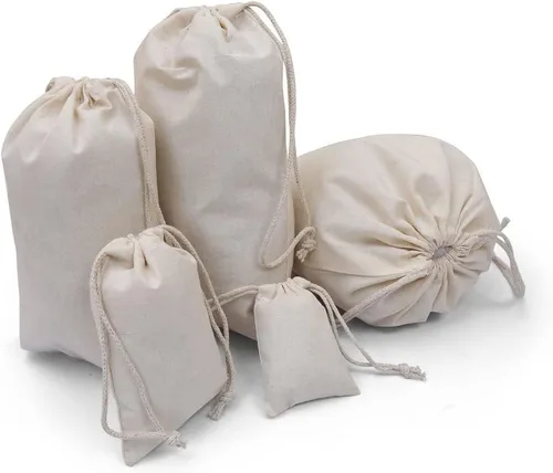 Miniatura 8 de 100 piezas bolsas de muselina de algodón premium de 2 x 3 pulgadas con doble cordón, bolsas reutilizables de algodón natural con cordón, bolsas