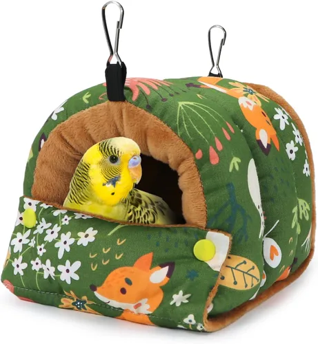 Miniatura 10 de Wontee Casa de Nido de Pájaros Refugio Cálido de Invierno Cabaña Acogedora Cama para Pájaros Hamaca Colgante para Loros Periquitos Caiques Senegal