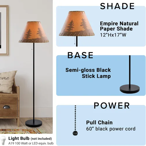 Miniatura 3 de Catalina Lighting 19910-000 Lámpara de pie rústica para cabaña, lámpara de pie, luz de sala de estar para cabina o hogar, bombilla LED no incluida