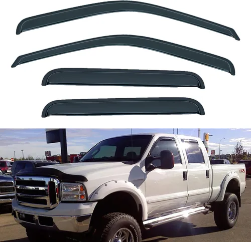 Miniatura 19 de 4 viseras adhesivas para ventana de ventilación de montaje exterior, para humo, sol, lluvia, compatibles con 15-23 F150 Crew Cab (Supercrew Cab)