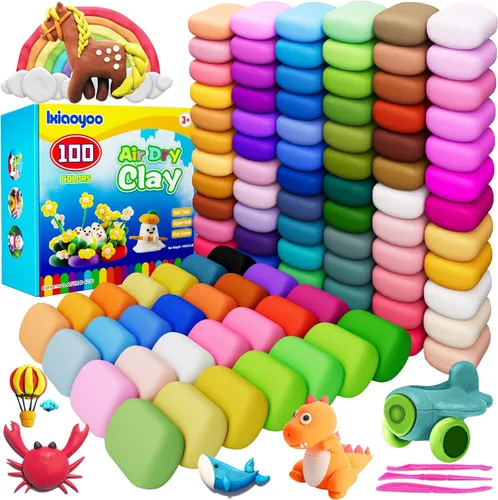 Miniatura 15 de Ixiaoyoo Arcilla seca al aire para niños, kit de arcilla mágica de modelado de 104 colores, suave y antiadherente, juguetes de modelado de artes