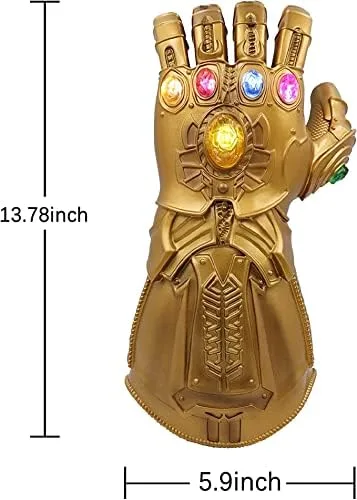 Miniatura 2 de Thanos - Guantelete infinito guantes Thanos de PVC con luz LED regalo para Navidad fiesta de carnaval para adultos dorado talla XL