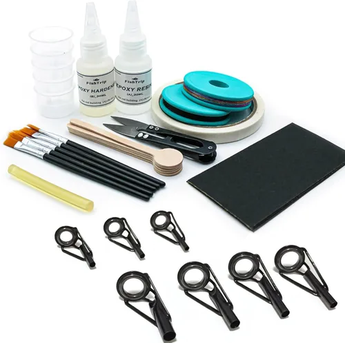Kit de reparación de punta de caña de pescar - Reemplazo de puntas de caña de pescar con anillo de guías de cerámica de acero inoxidable, ojales Kit