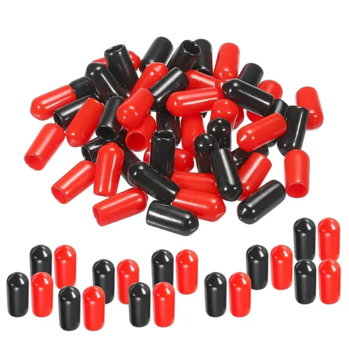 Miniatura 68 de MECCANIXITY 50 unids tapas de goma Surtido de 0.079 in PVC vinilo tornillo rosca protector para tornillo tornillo negro rojo