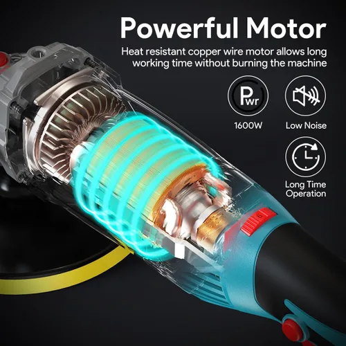 Miniatura 7 de ENEACRO Pulidora, cera pulidora rotativa para automóvil, 1600 W, 7 pulgadas/6 pulgadas, velocidad variable 1500-3500 RPM, mango desmontable adecuado