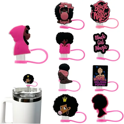Miniatura 7 de 9 piezas de tapa con pajita para vasos Stanley de 30 y 40 oz, 0.4 pulg / 10 mm de ancho, lindas puntas protectoras de tapa de silicona para pajitas