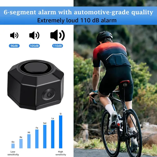 Miniatura 3 de NineLeaf Alarmas de bicicleta para bicicletas eléctricas, alarma de bicicleta con control remoto, alarma antirrobo de bicicleta de 110 dB, sistema