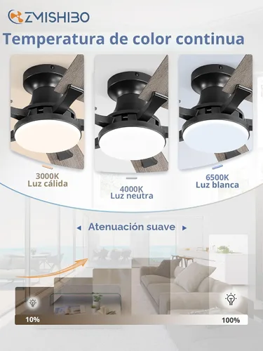 Miniatura 3 de ZMISHIBO Ventilador de techo de 42 pulgadas con luz, aplicación y control remoto, perfil bajo de montaje empotrado, luz LED regulable de 20 W, motor